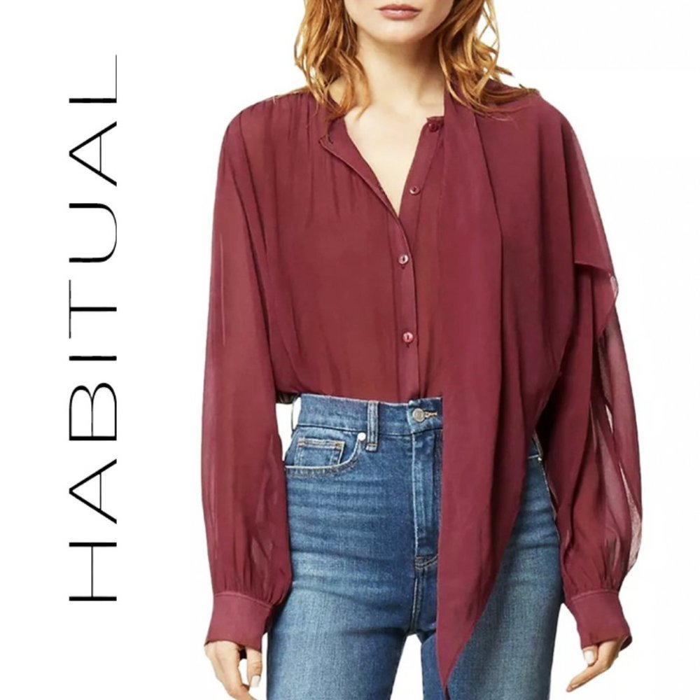 NWT Habitual Iluna Draped Scarf Blouse